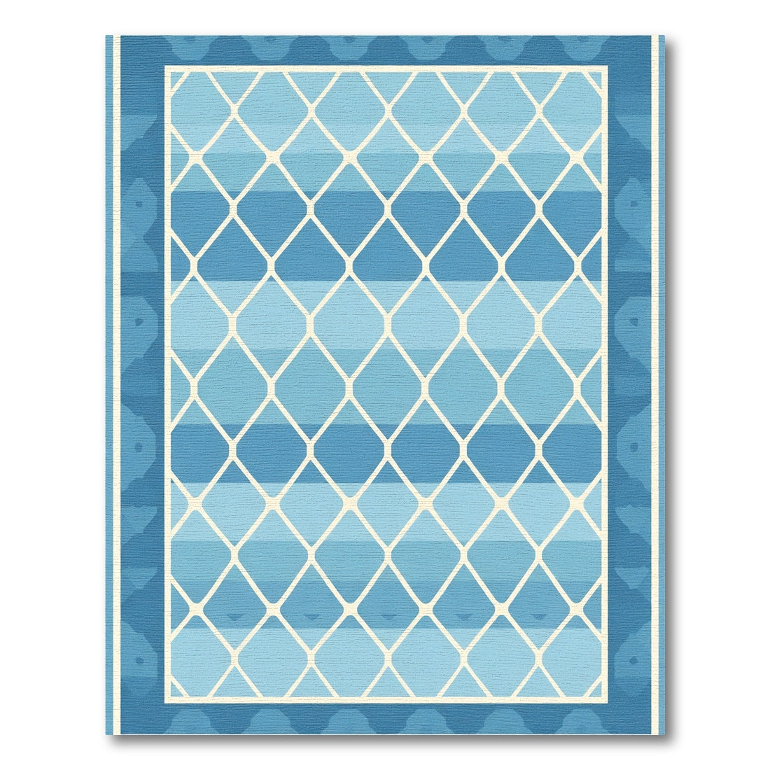 Coastal Blue Diamond Lattice Rug