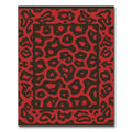 Crimson Leopard Spot Bordered Rug