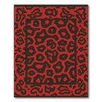 Crimson Leopard Spot Bordered Rug