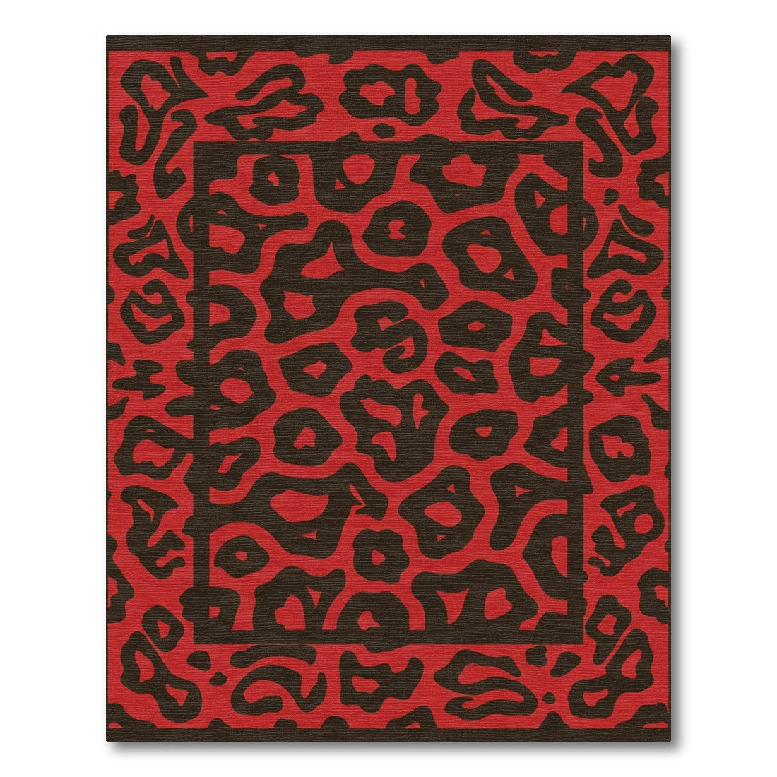 Crimson Leopard Spot Bordered Rug