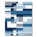Navy Blue Geometric Slate Blocks Rug