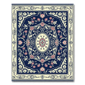 Navy Pink Floral Medallion Oval Rug