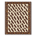 Brown Cream Abstract Striped Geometric Border Rug
