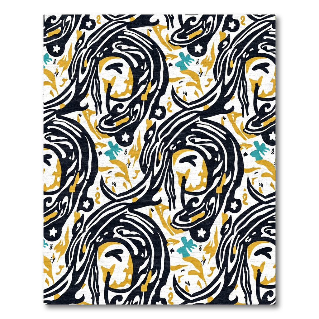 Bold Black Yellow Bird Floral Rug