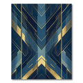 Deep Blue Gold Art Deco Chevron Rug