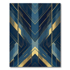 Deep Blue Gold Art Deco Chevron Rug