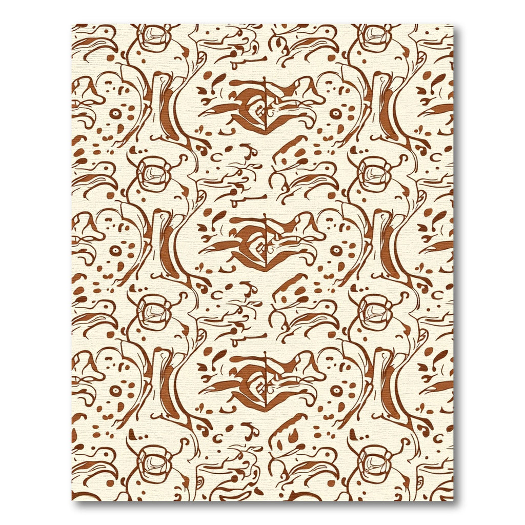 Brown Organic Abstract Scrollwork Rug