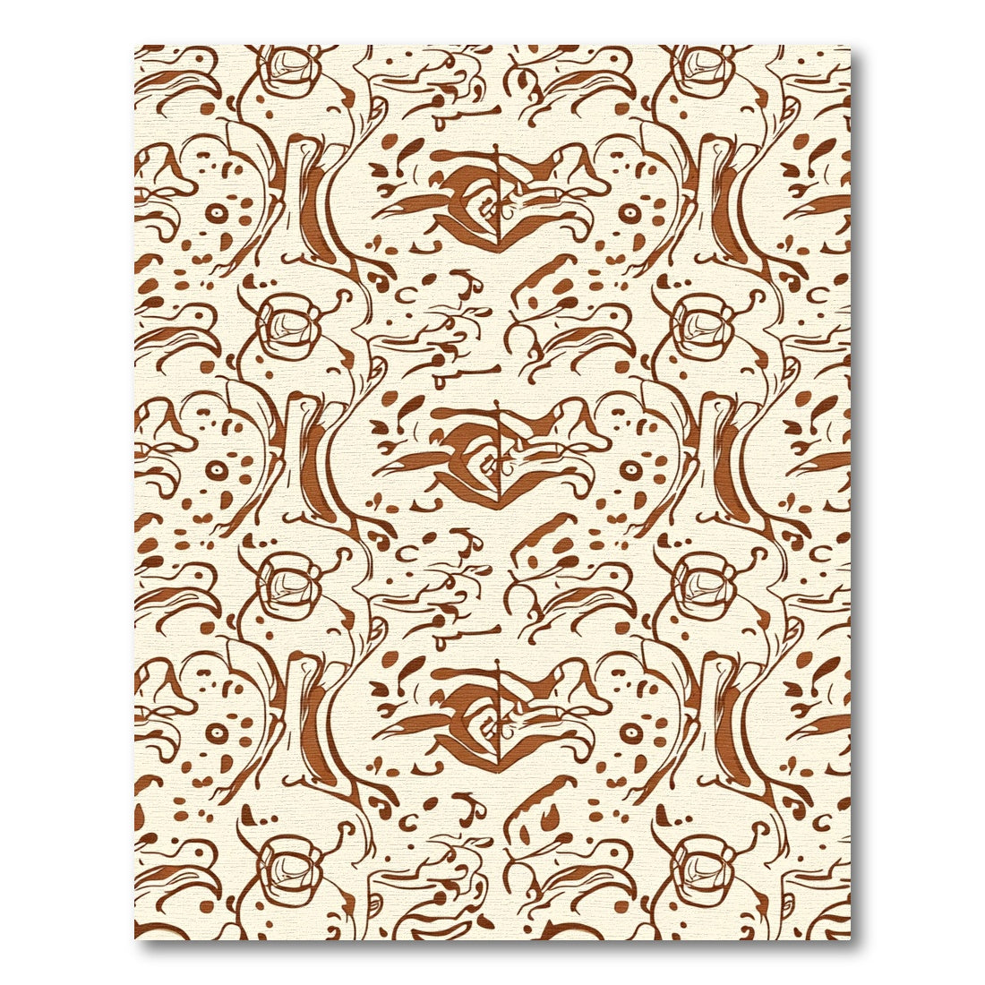 Brown Organic Abstract Scrollwork Rug