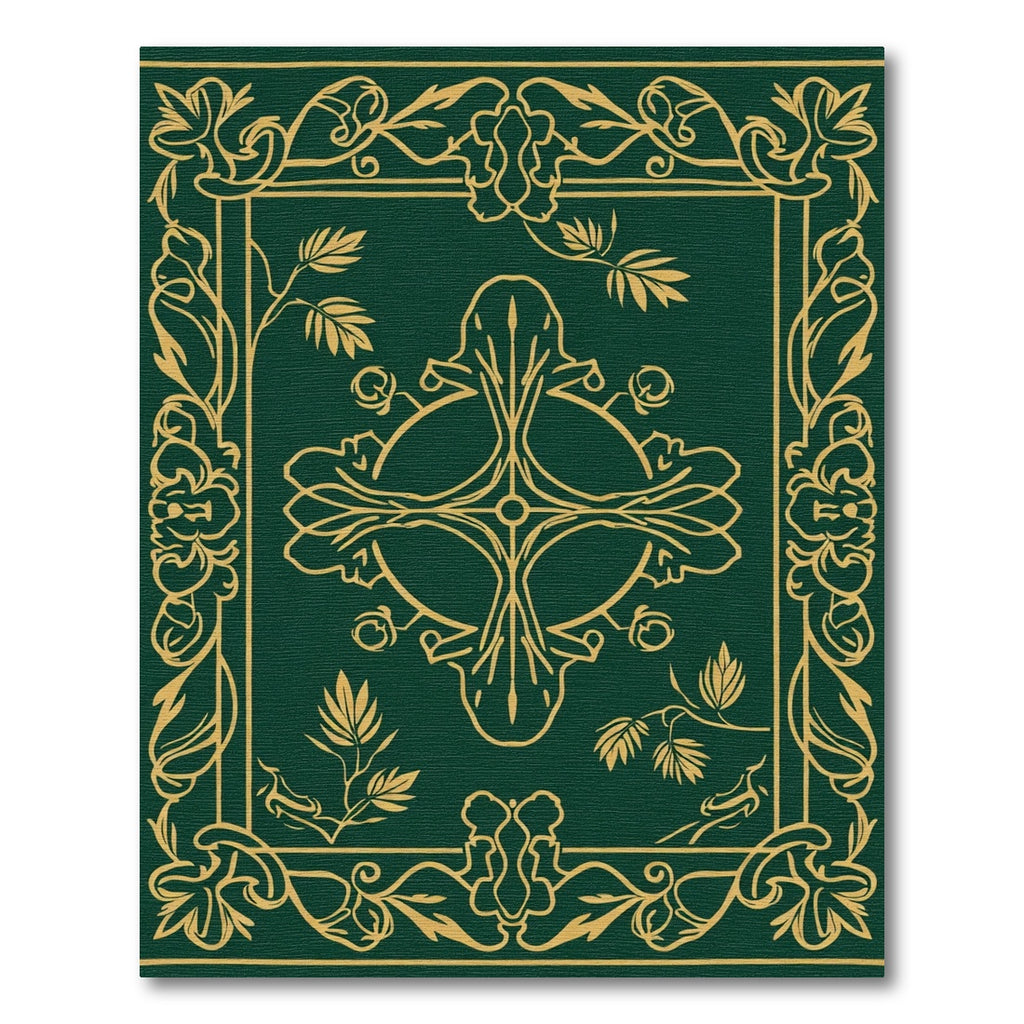 Emerald Gold Art Nouveau Botanical Rug