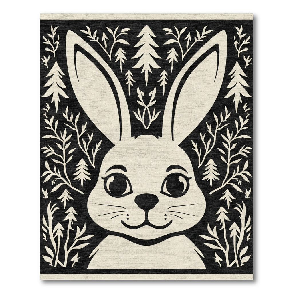 Whimsical Bunny Forest In Black Cream Rug
