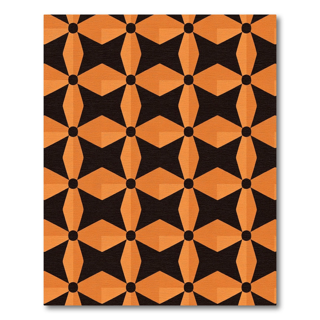 Orange Black Geometric Flower Rug