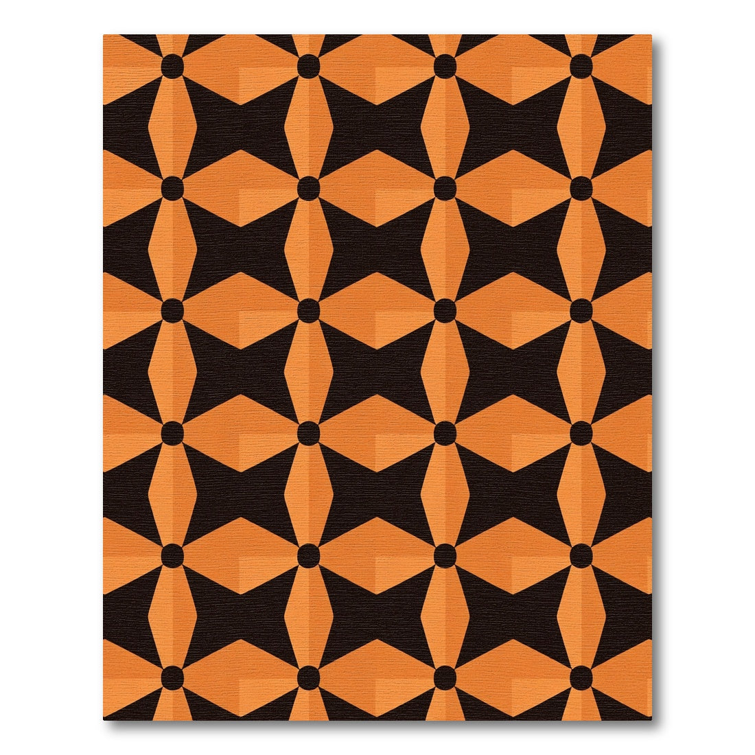 Orange Black Geometric Flower Rug