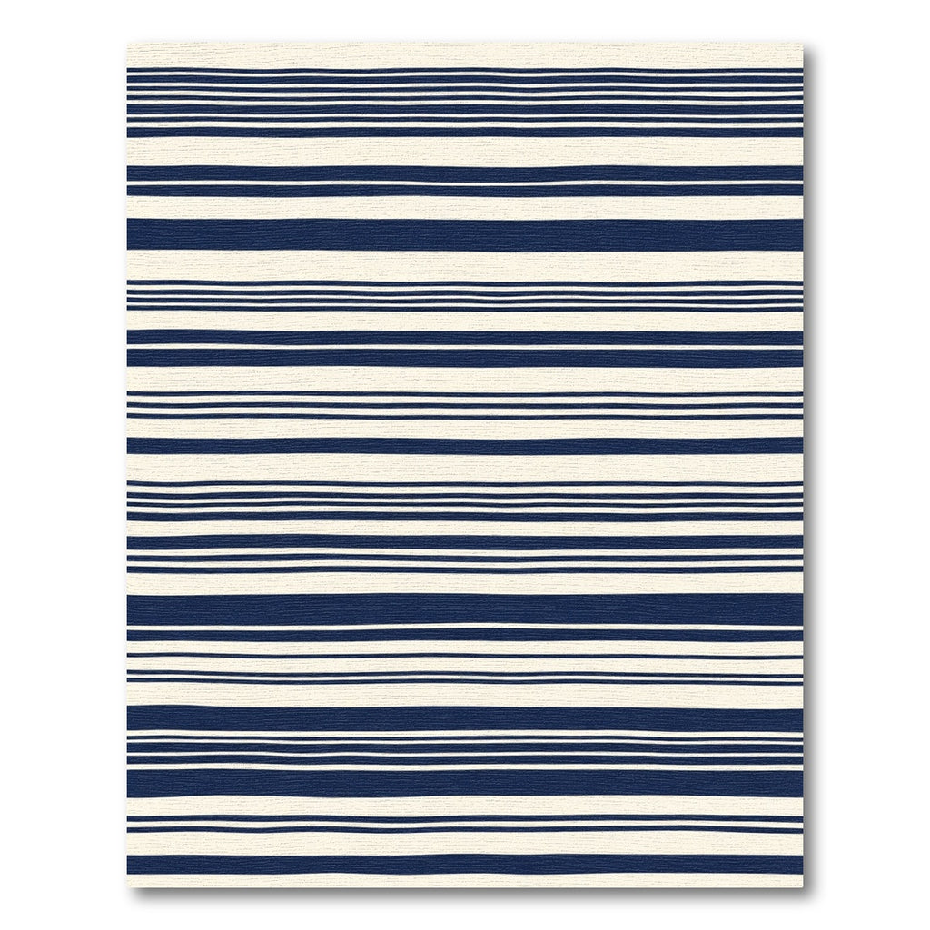 Cream Navy Linear Bands Rug