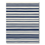 Cream Navy Linear Bands Rug