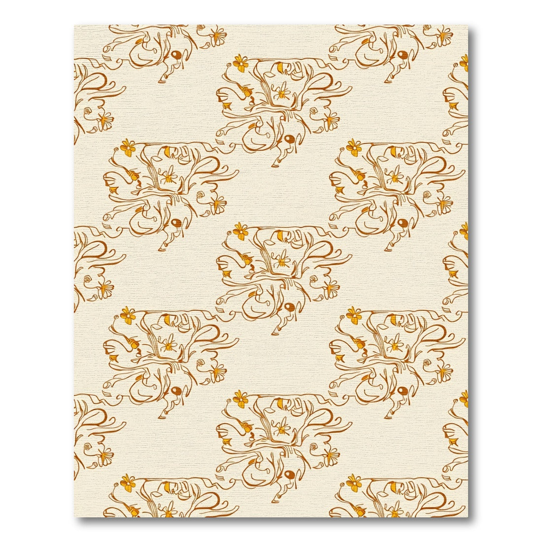 Vintage Gold Floral Swirl Rug