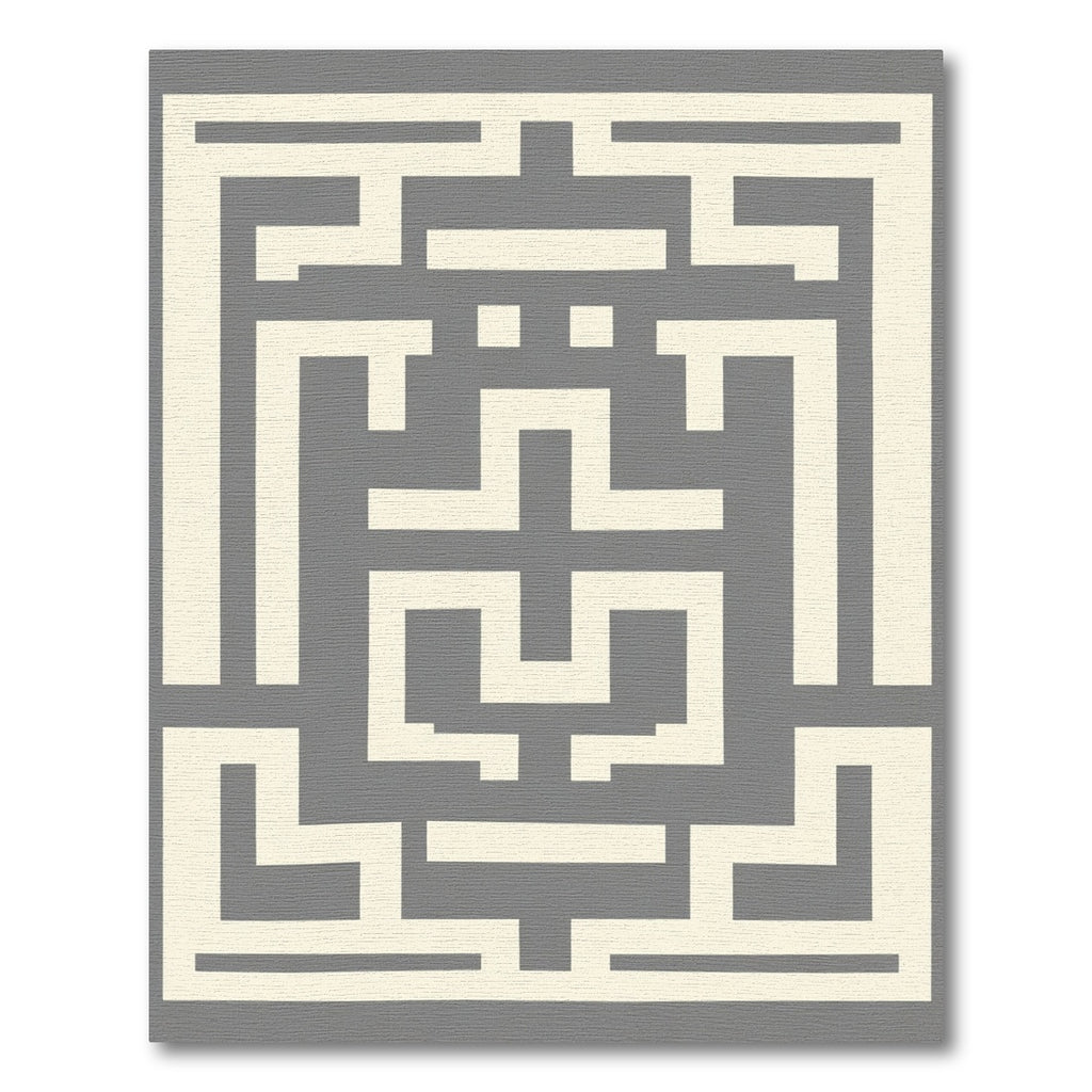 Cream Gray Geometric Labyrinth Accent Rug