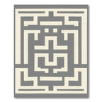 Cream Gray Geometric Labyrinth Accent Rug