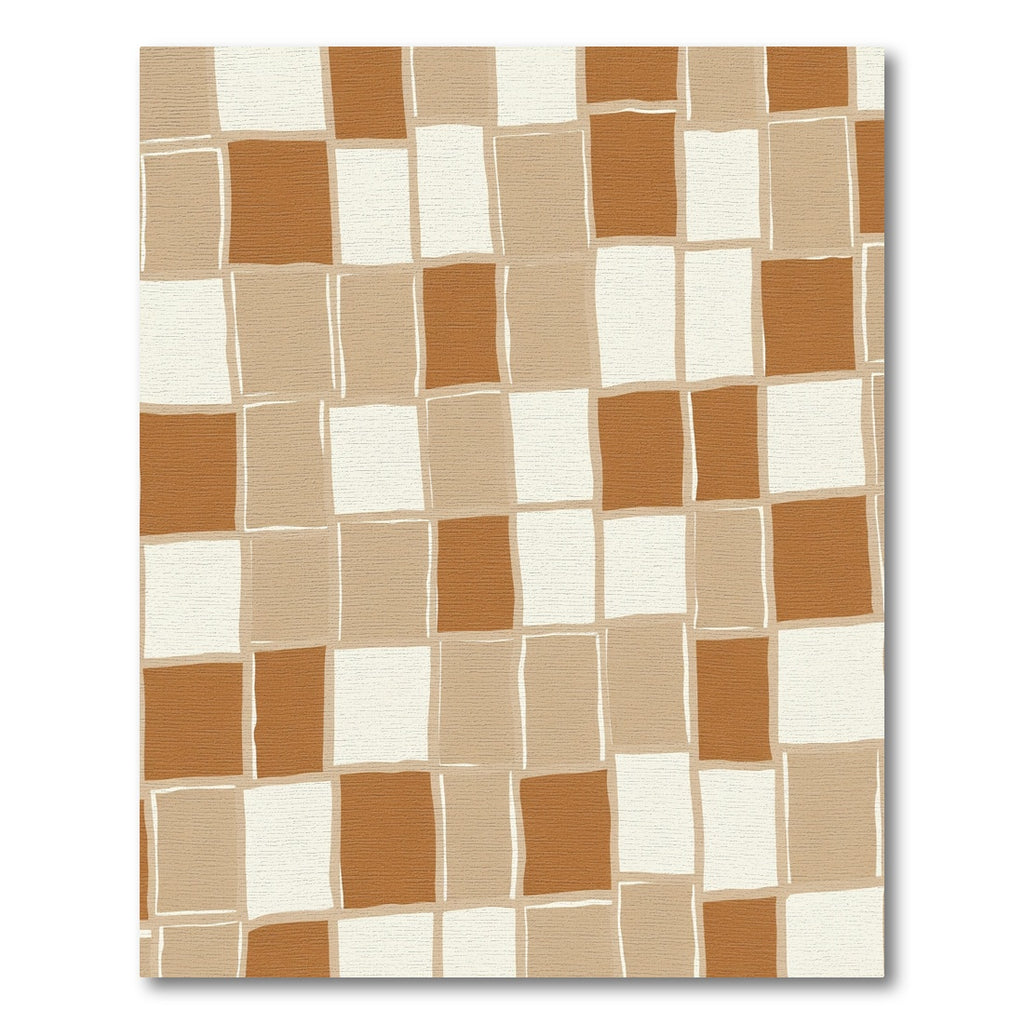 Earthy Brown Tones Checkerboard Squares Rug