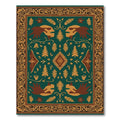 Forest Creatures Emerald Medallion Border Rug