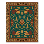 Forest Creatures Emerald Medallion Border Rug