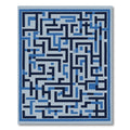 Navigational Blue Geometric Maze Rug