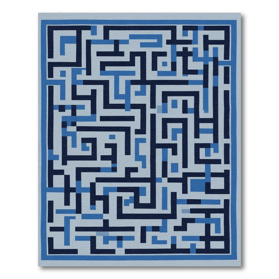 Navigational Blue Geometric Maze Rug