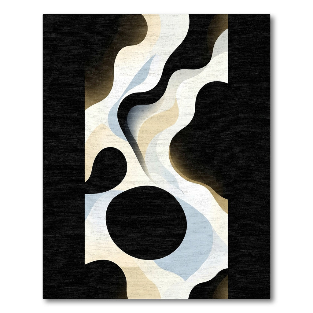 Abstract Flowing Organic Ivory Black Rug