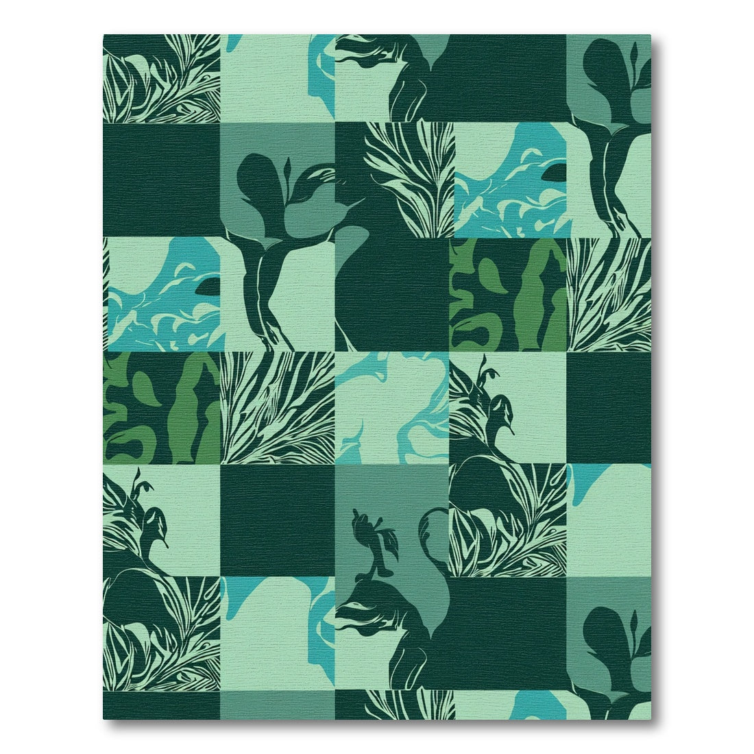 Emerald Green Floral Patchwork Rug