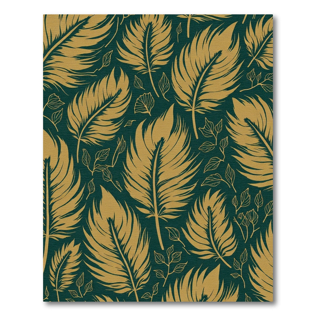 Golden Feather Foliage Emerald Rug