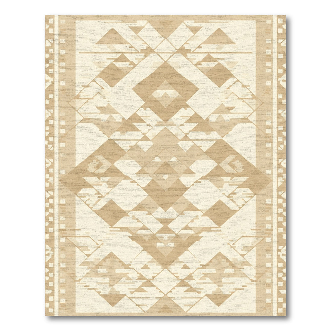 Neutral Tones Geometric Diamond Medallion Rug