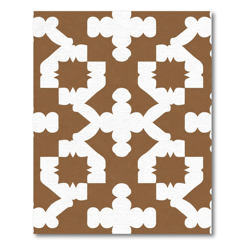 Brown And White Geometric Starburst Rug