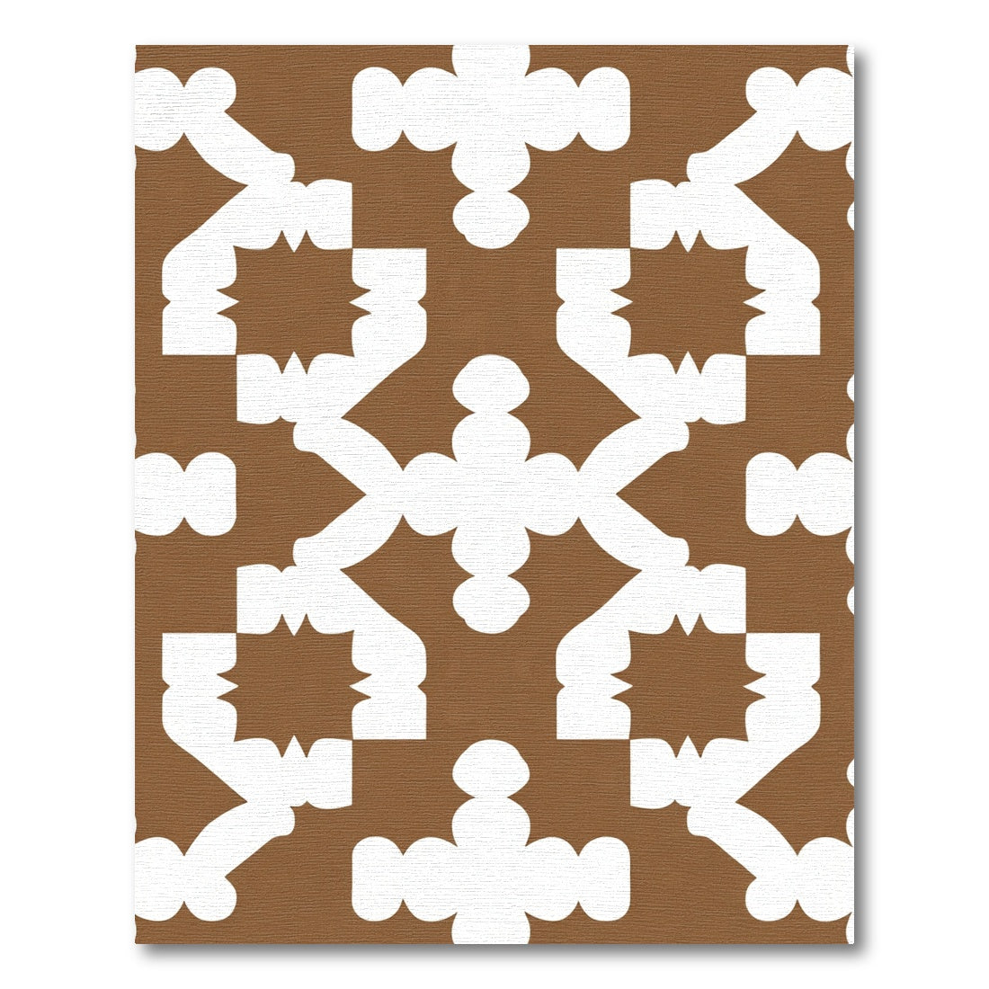 Brown And White Geometric Starburst Rug