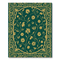 Deep Green Golden Botanical Scrollwork Art Rug