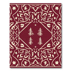 Crimson Floral Medallion Evergreen Trees Rug
