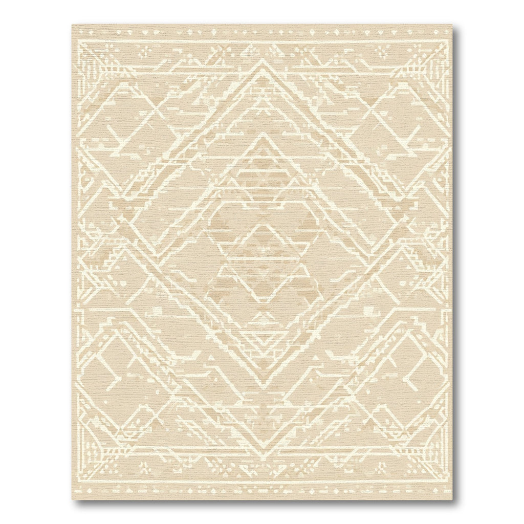 Geometric Diamond Tribal Layered Cream Rug