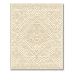 Geometric Diamond Tribal Layered Cream Rug