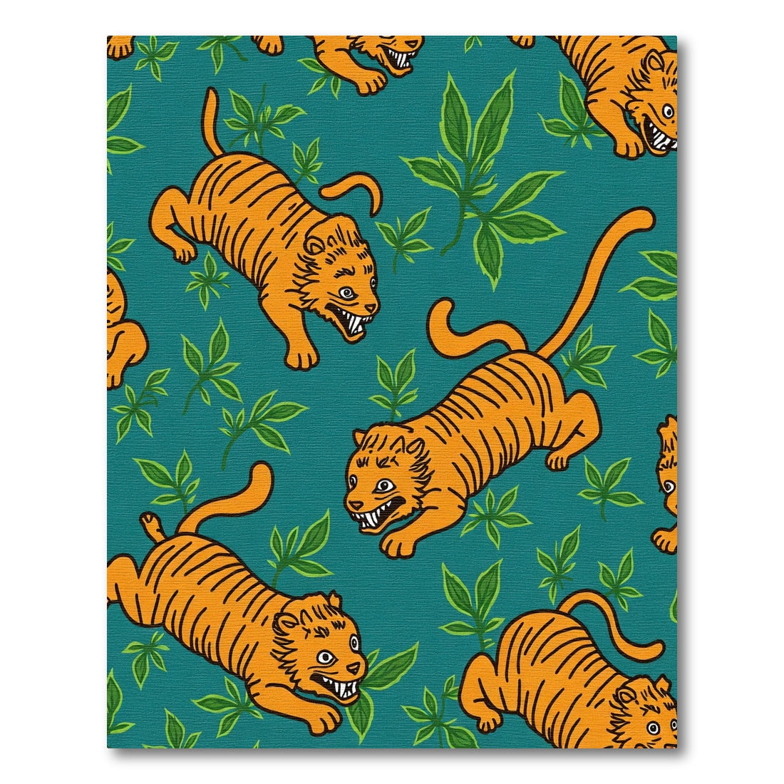 Orange Tiger Jungle Scene Rug