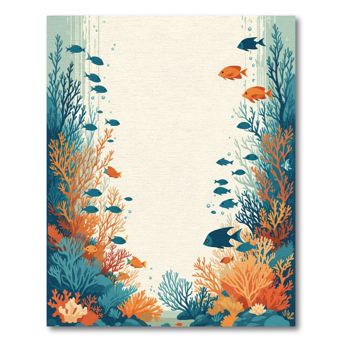 Aquatic Coral Reef Fish Scene Rug