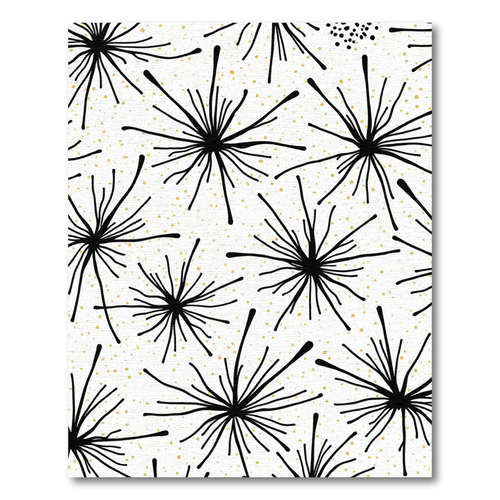 Black Starburst Dandelion Gold Speckle Rug