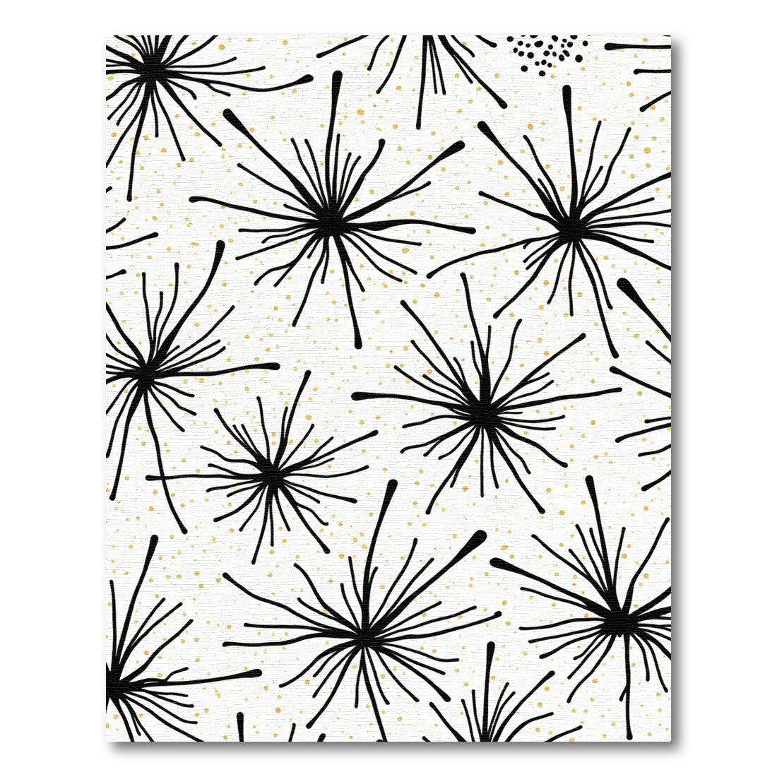 Black Starburst Dandelion Gold Speckle Rug