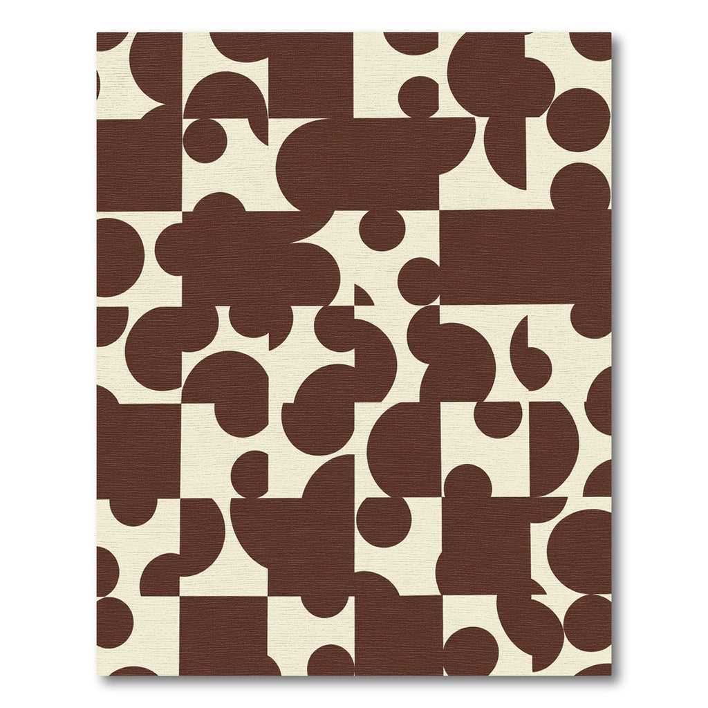 Brown Cream Geometric Circles Rug