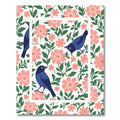 Charming Blue Birds Pink Floral Meadow Rug