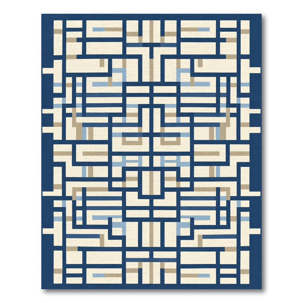 Navy Blue Geometric Lattice Rug