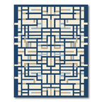 Navy Blue Geometric Lattice Rug