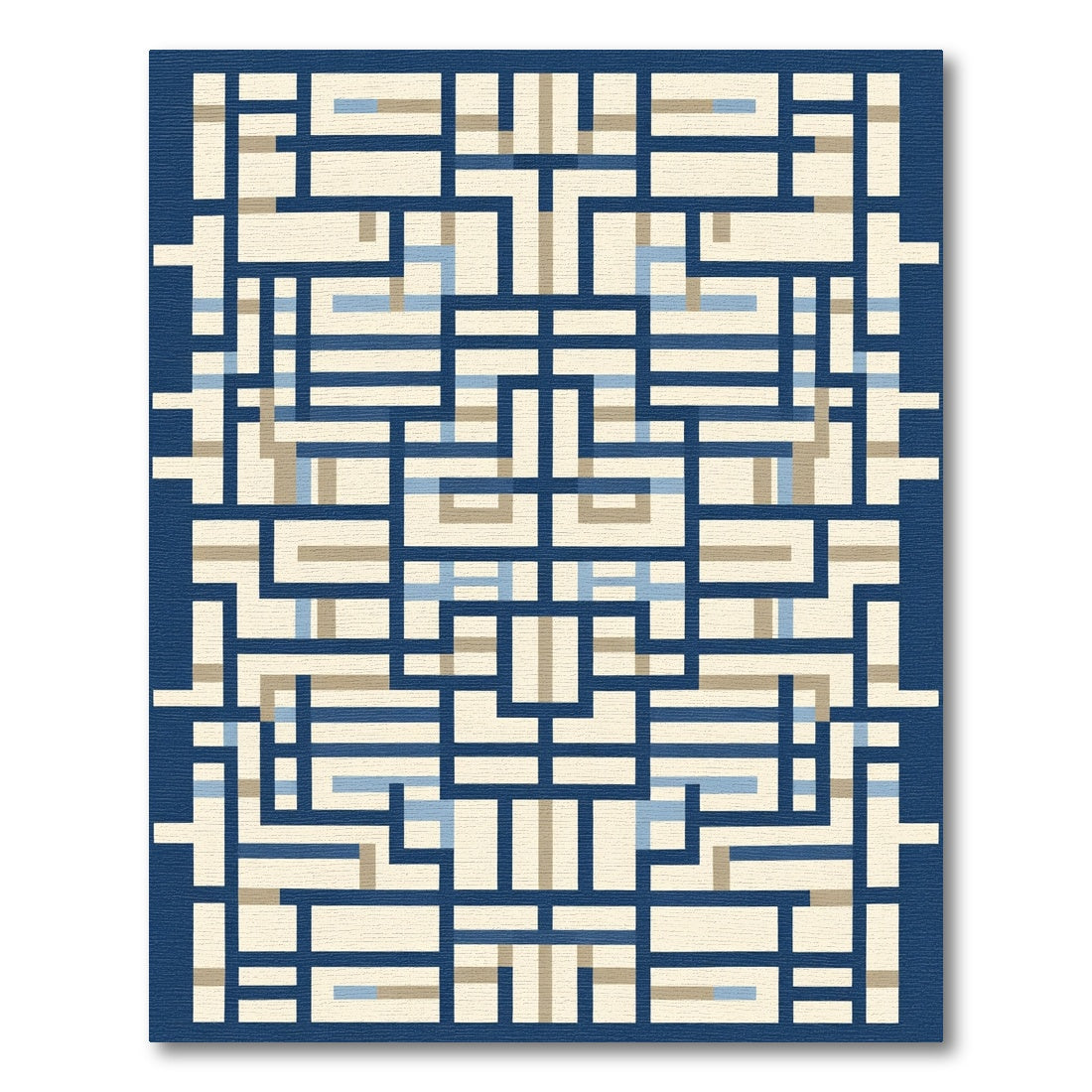 Navy Blue Geometric Lattice Rug