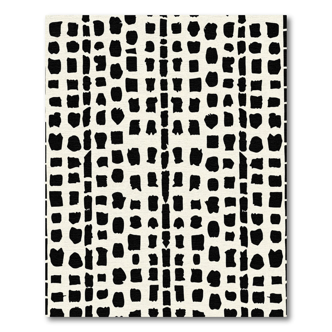 Black Abstract Organic Square Grid Rug