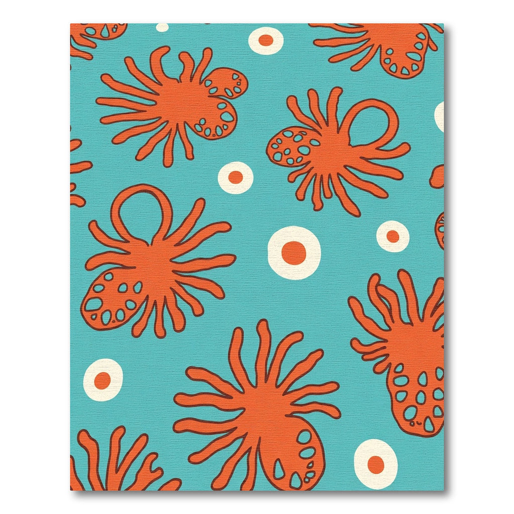 Whimsical Orange Sea Creature Bubbles Rug