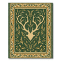 Golden Antlers Green Floral Border Rug
