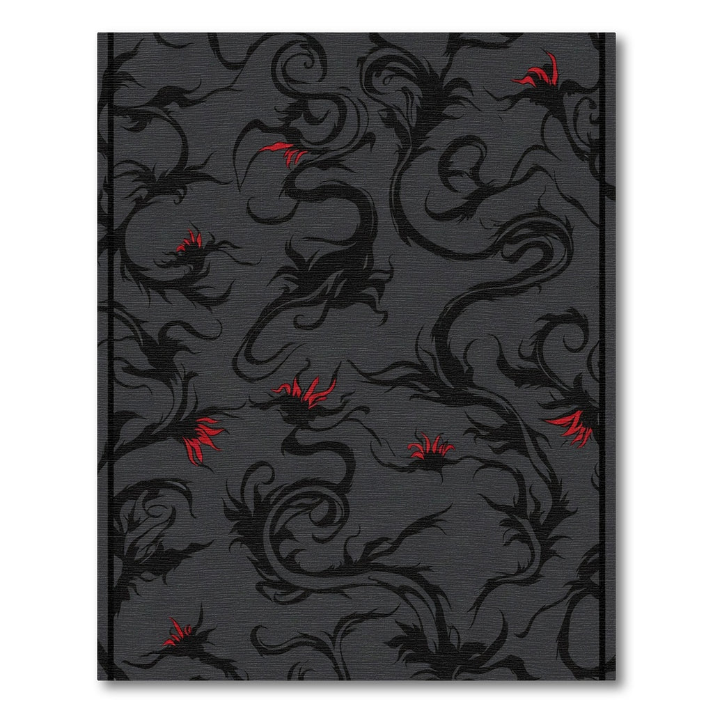 Dark Floral Vines Red Accents Rug