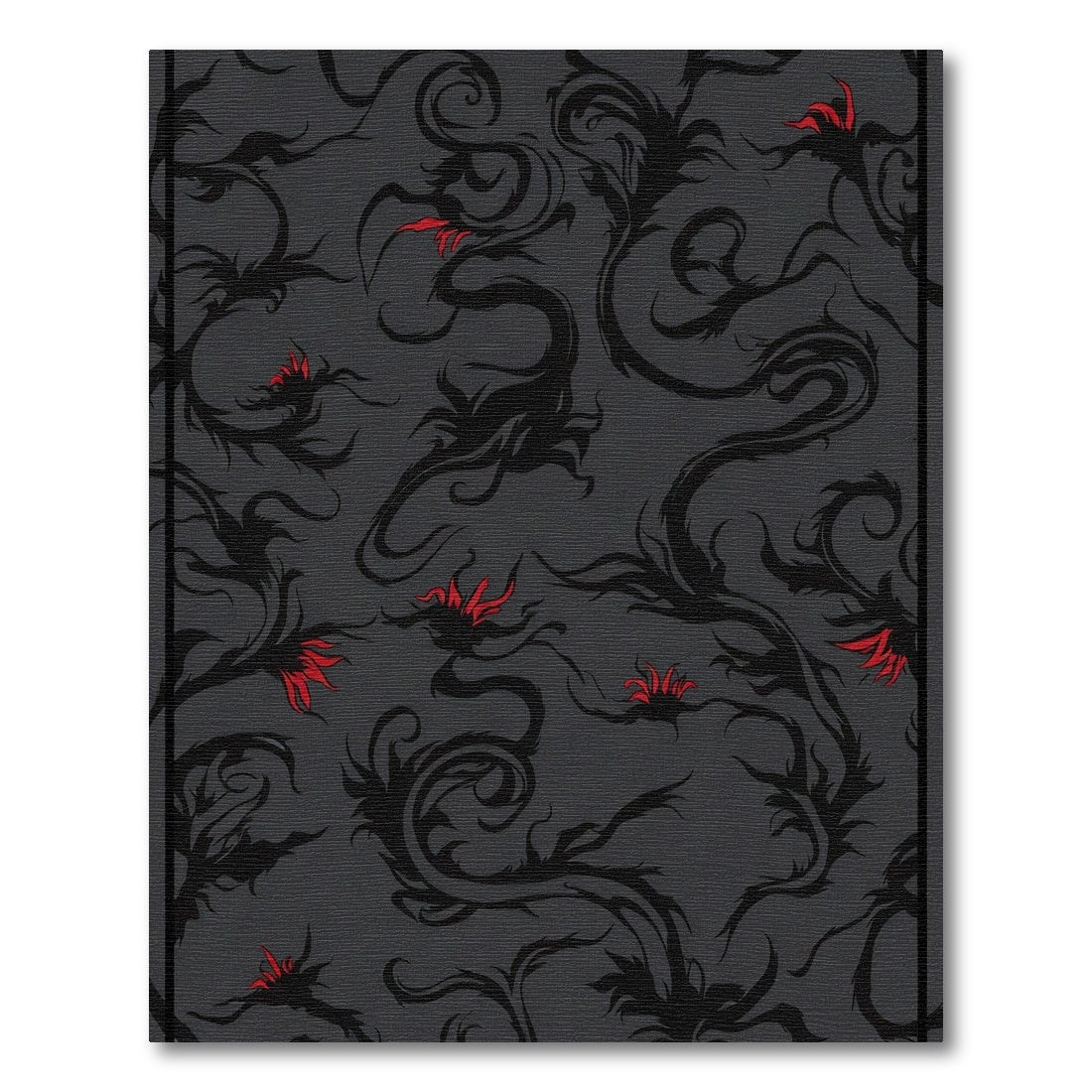 Dark Floral Vines Red Accents Rug